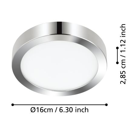 Eglo - Plafoniera LED da bagno 11W 230V IP44 cromo lucido Ø 16 cm