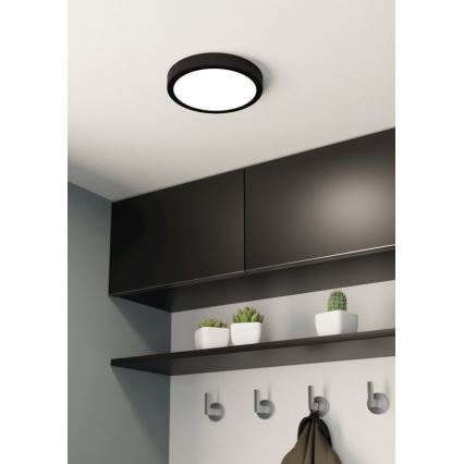 Eglo - Plafonnier LED pour salle de bains LED/17W/230V noir IP44 Ø 21 cm