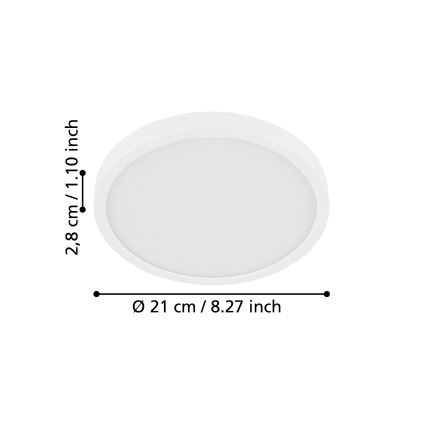 Eglo - Plafonnier LED pour salle de bains, 17 W / 230 V, blanc, IP44, Ø 21 cm