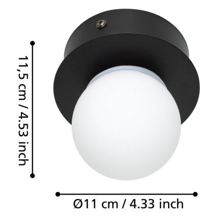 Eglo - Plafoniera LED da bagno LED/3,3W/230V IP44 nero
