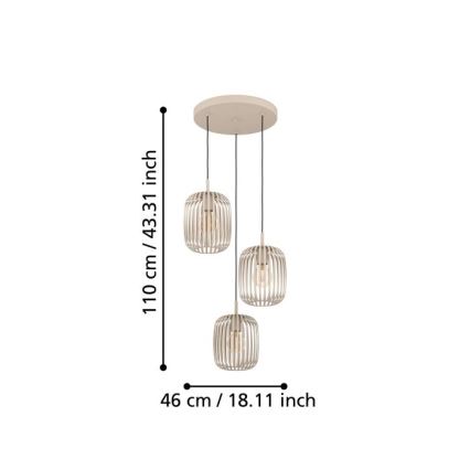 Eglo - Hängeleuchte an Schnur 3xE27/40W/230V beige