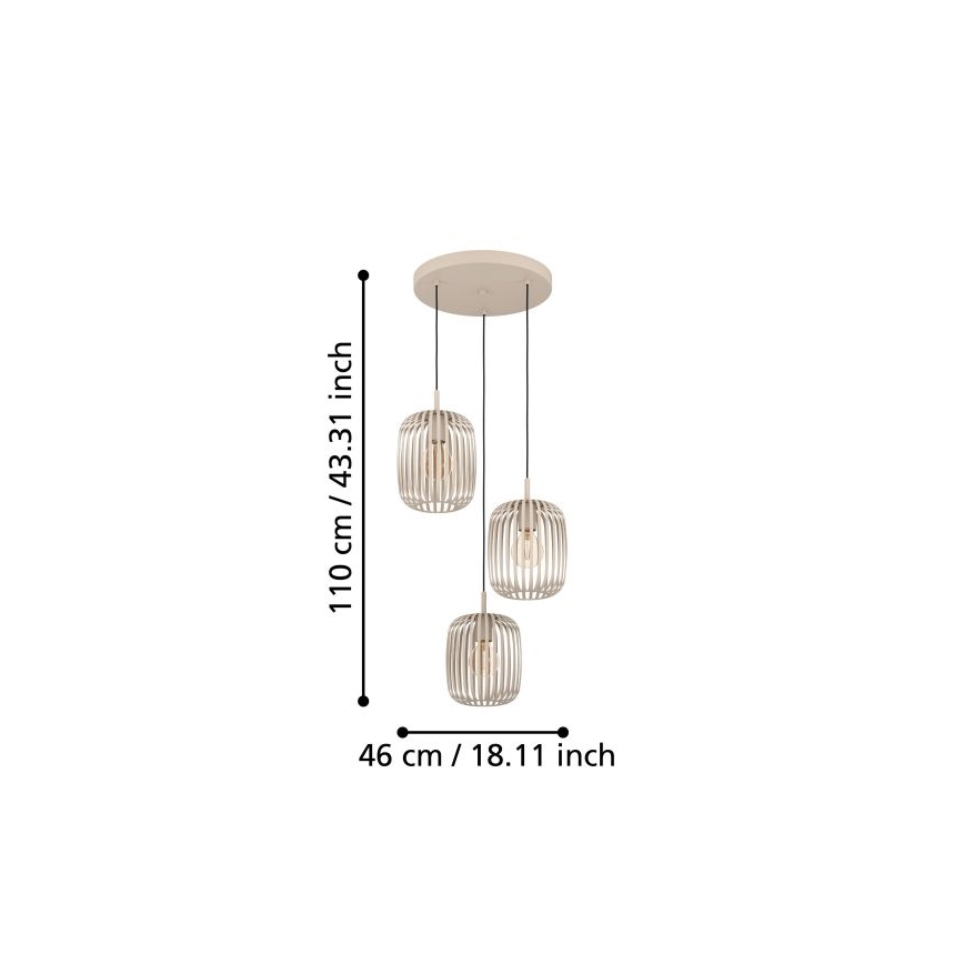 Eglo - Hängeleuchte an Schnur 3xE27/40W/230V beige