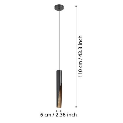 Eglo 900874 - LED-Pendelleuchte an Kabel BARBOTTO 1xGU10/4,5W/230V schwarz/braun