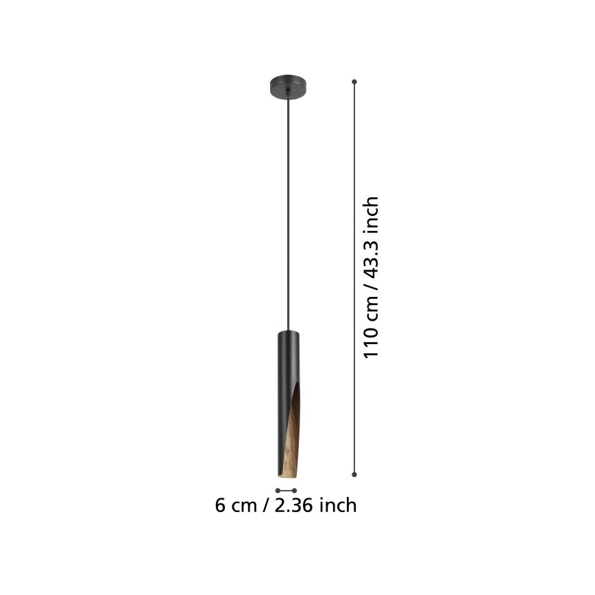 Eglo 900874 - Suspension LED sur câble BARBOTTO 1xGU10/4,5W/230V noir/marron