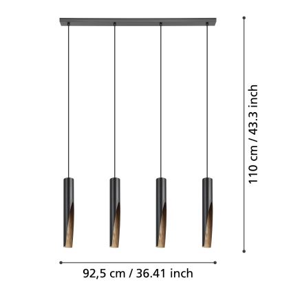 Eglo - LED-Hängeleuchte an Schnur 4xGU10/4,5W/230V schwarz/braun