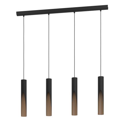 Eglo - Suspension filaire LED 4xGU10/4,5W/230V noir/marron