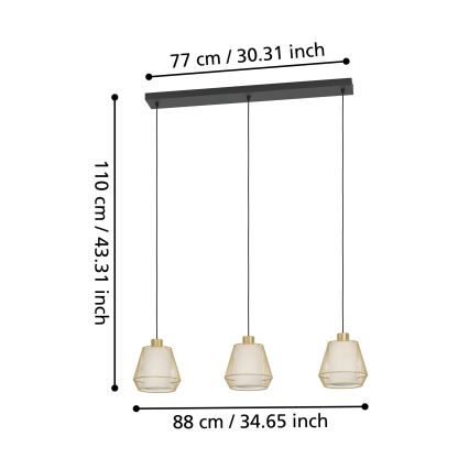 Eglo - Lampadario a sospensione con filo 3xE27/40W/230V