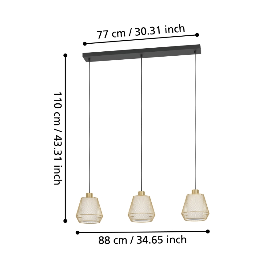 Eglo - Lampadario a sospensione con filo 3xE27/40W/230V