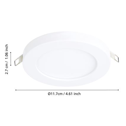 Eglo - Faretto da incasso LED 5,5W/230V 3000K bianco Ø 11,7 cm