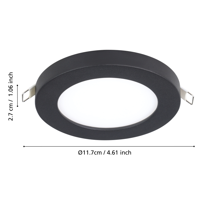 Eglo - Luminaire encastré LED 5,5W/230V 4000K noir Ø 11,7 cm
