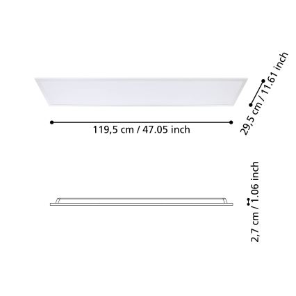 Eglo - Pannello LED a superficie 34,5 W, 230 V, 120 x 30 cm