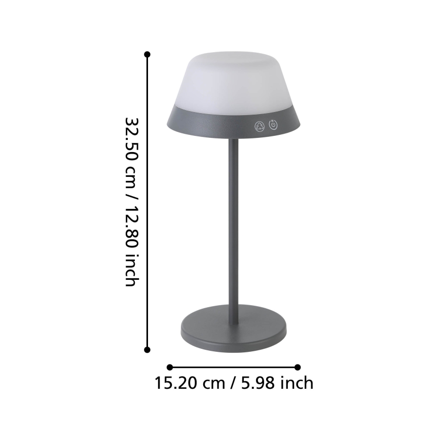 Eglo - LED RGBW Dimmerabile touch per esterni lampada 2in1 LED/1,5W/5V 2600 mAh IP54 grigio