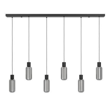 Eglo - Suspension sur câble 6xE27/4W/230V noir/fumé