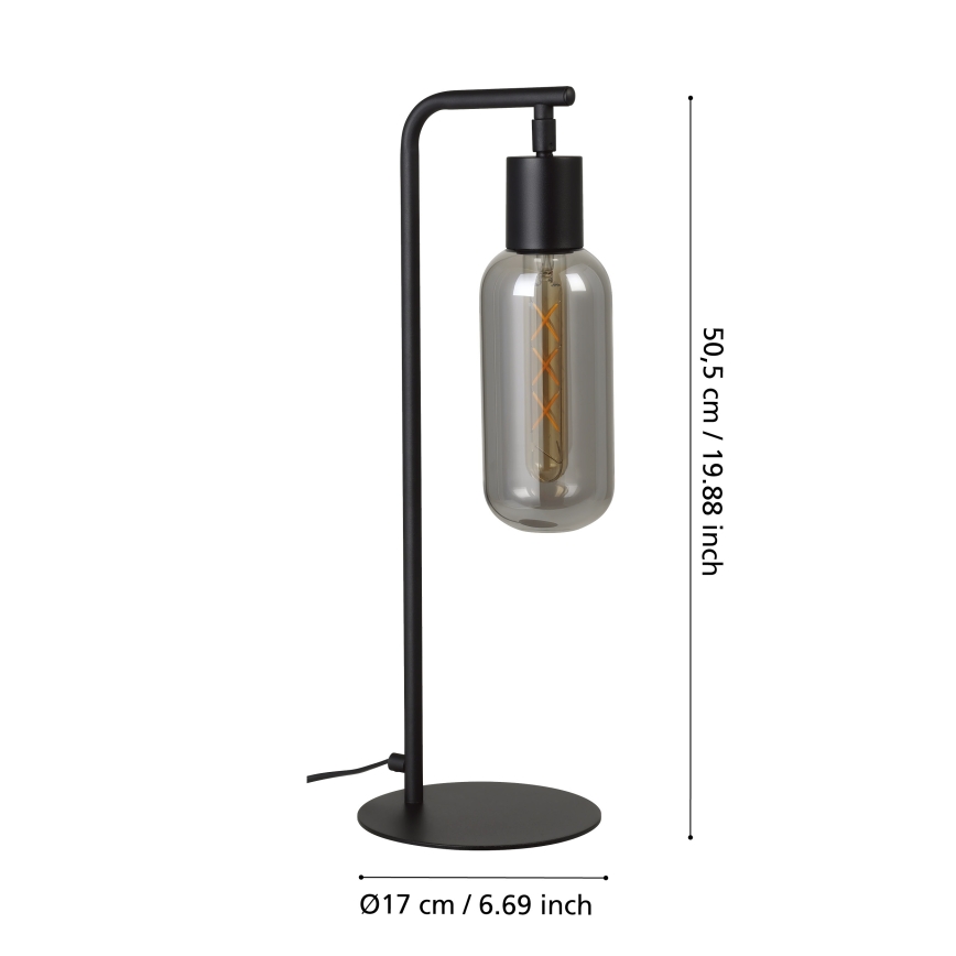 Eglo - Tischlampe 1xE27/4W/230V schwarz/rauchglas