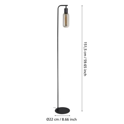 Eglo - Lampada da terra 1xE27/4W/230V nero/fumé
