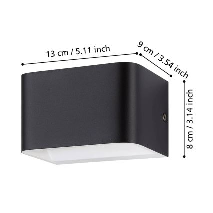 Eglo - Applique a LED LED/6W/230V 3000K nero