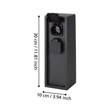 Eglo - Colonne de prises d'extérieur IP54 SCHUKO anthracite