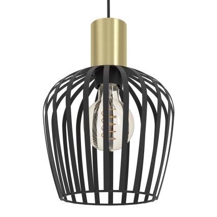 Eglo - Lampadario a sospensione con filo 3xE27/40W/230V nero/oro