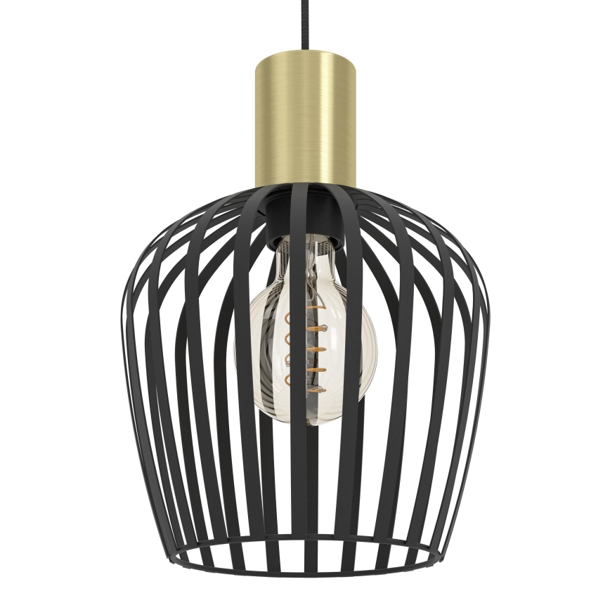 Eglo - Lampadario a sospensione con filo 3xE27/40W/230V nero/oro