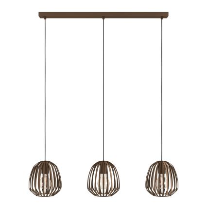 Eglo - Hängeleuchte mit Drahtseilabhängung, 3x E27/40W/230V, Bronze
