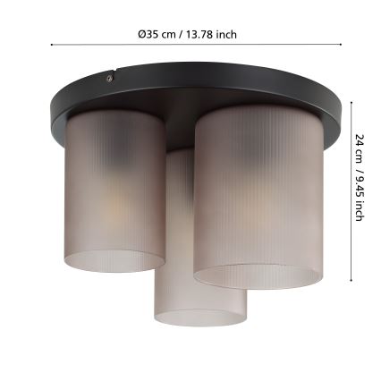 Eglo - Plafoniera 3xE27/40W/230V grigio