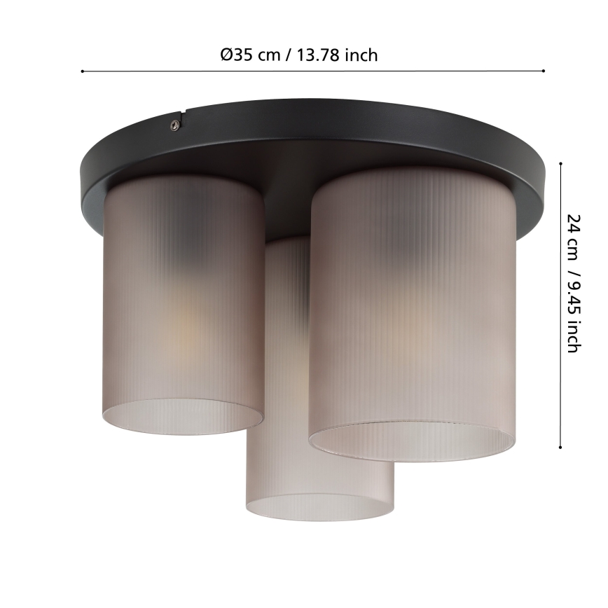 Eglo - Plafoniera 3xE27/40W/230V grigio