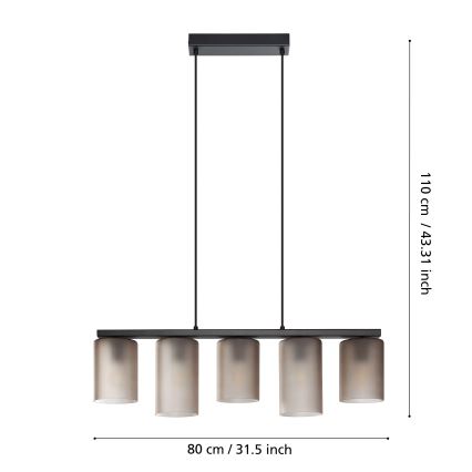Eglo - Hängeleuchte COLOMERA 5xE27/40W/230V grau