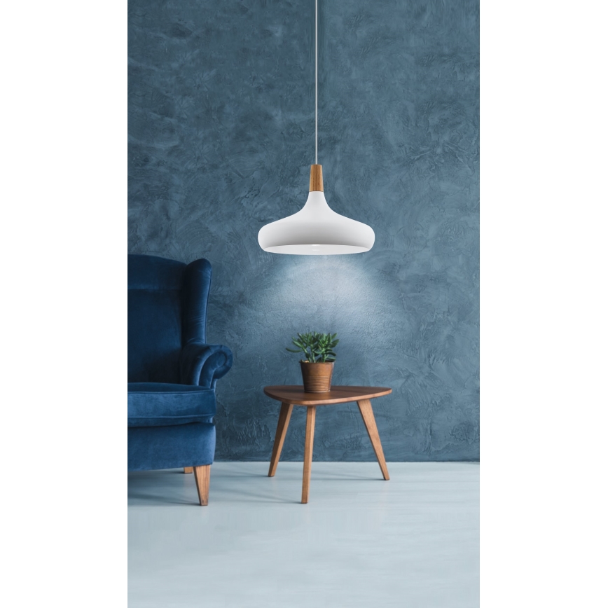 Eglo - Lampadario a sospensione con filo 1xE27/40W/230V diametro 40 cm bianco - FSC certificato