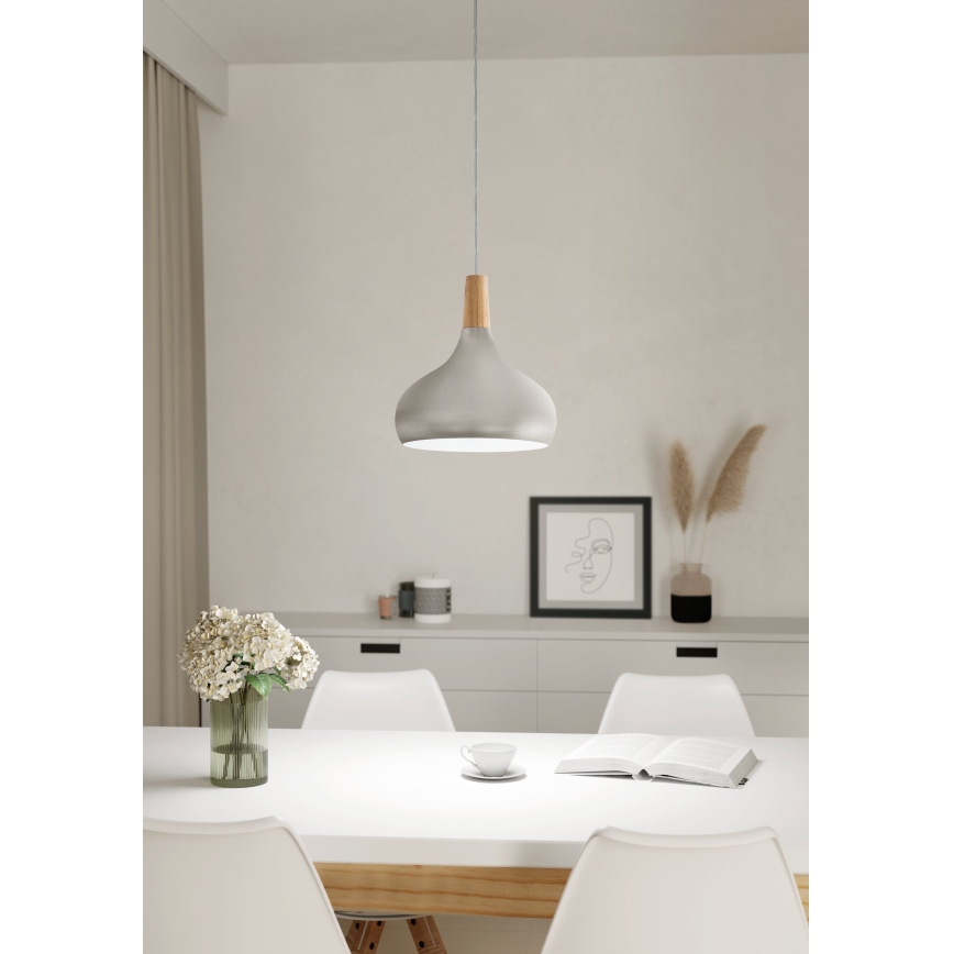 Eglo - Suspension sur câble 1xE27/60W/230V Ø 28 cm argentée
