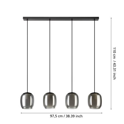 Eglo - Lampadario a sospensione con filo 4xE27/28W/230V grigio
