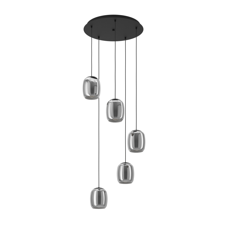 Eglo - Lampadario a sospensione con filo 5xE27/28W/230V grigio