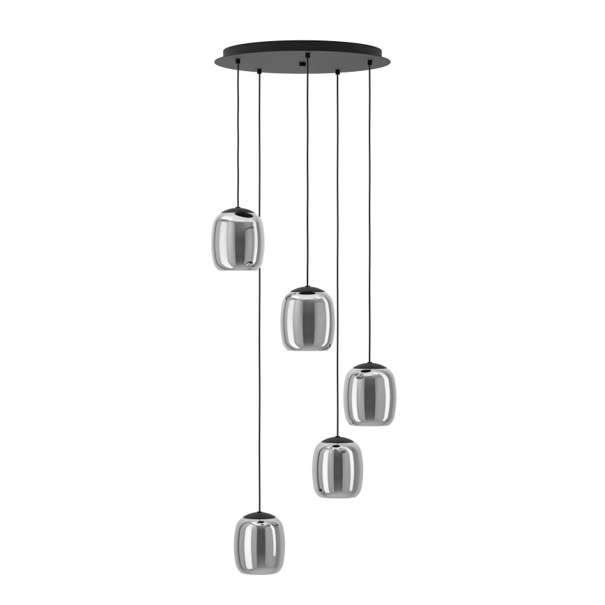Eglo - Lampadario a sospensione con filo 5xE27/28W/230V grigio