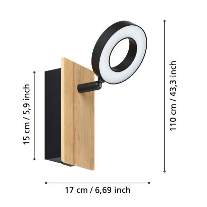 Eglo - LED-Wandspot LED/4,2W/230V schwarz/braun