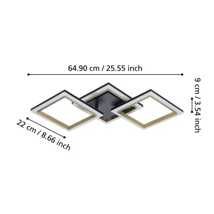 Eglo - Plafonnier à intensité variable LED/20W/230V 4000K noir/doré