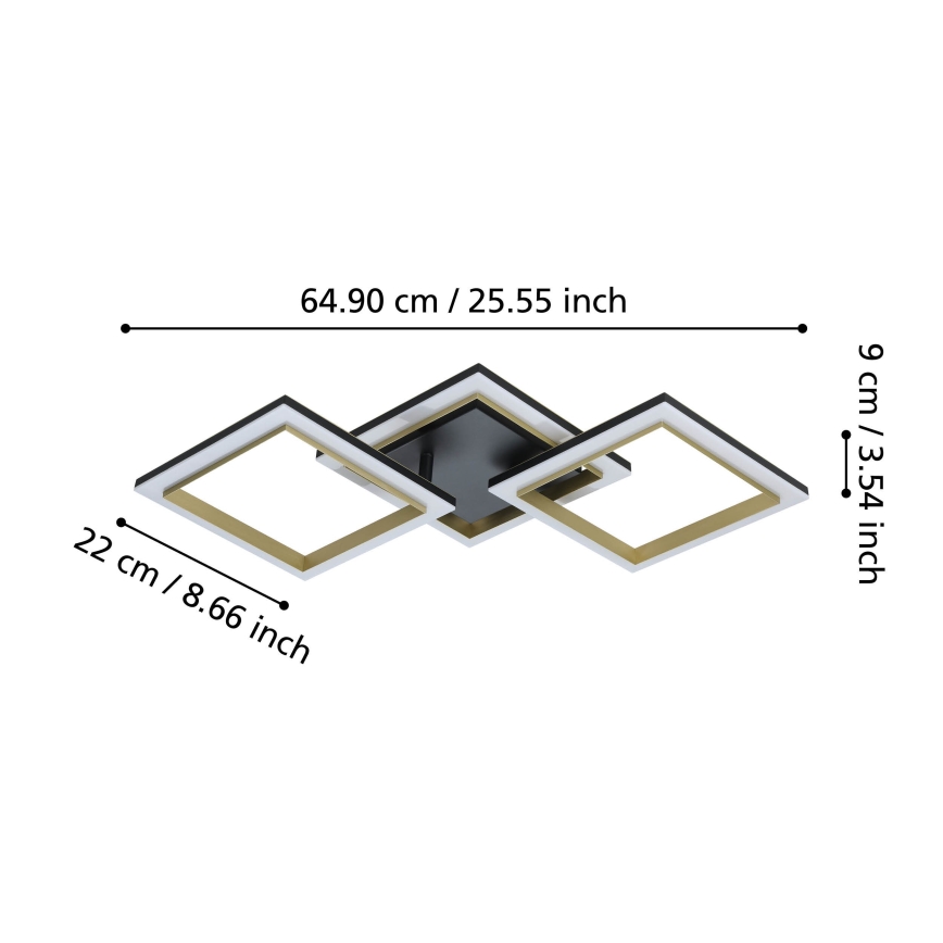 Eglo - Plafonnier à intensité variable LED/20W/230V 4000K noir/doré