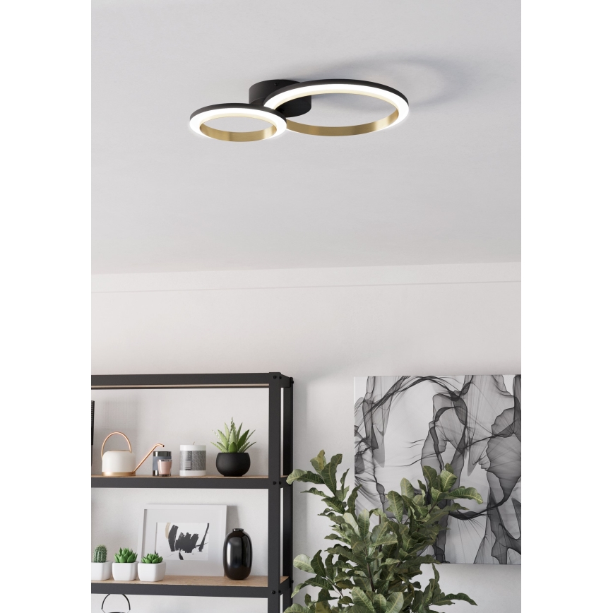 Eglo - Plafonnier à intensité variable LED/12W/230V 4000K noir/doré