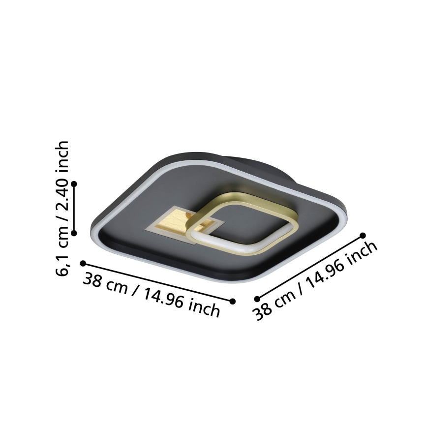 Eglo - LED Deckenleuchte LED/16,2W/230V + LED/9,2W 38x38 cm schwarz/gold