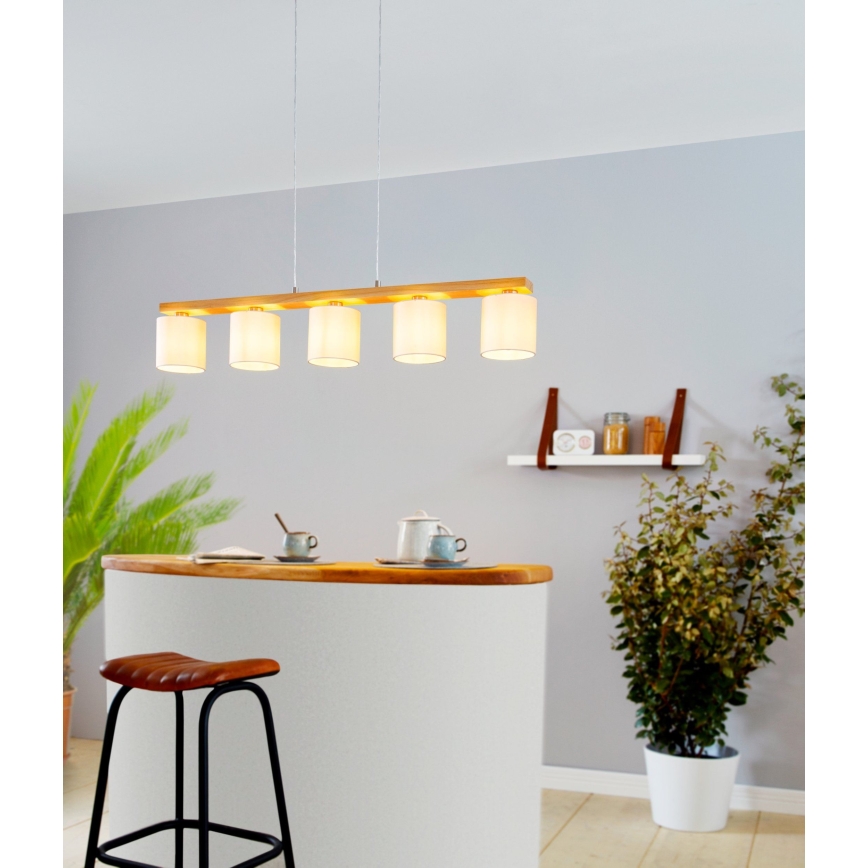 Eglo - Lampadario sospeso su cavo 5xE27/28W/230V