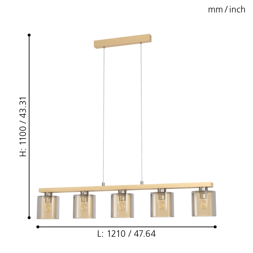 Eglo - Lampadario a sospensione con filo 5xE27/28W/230V