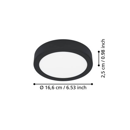 Eglo - Plafoniera LED 7,5W/230V 2700/4000/6500K Ø 16,6 cm nera
