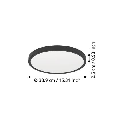 Eglo - Plafoniera LED/17W/230V 2700/4000/6500K Ø 38,9 cm nera
