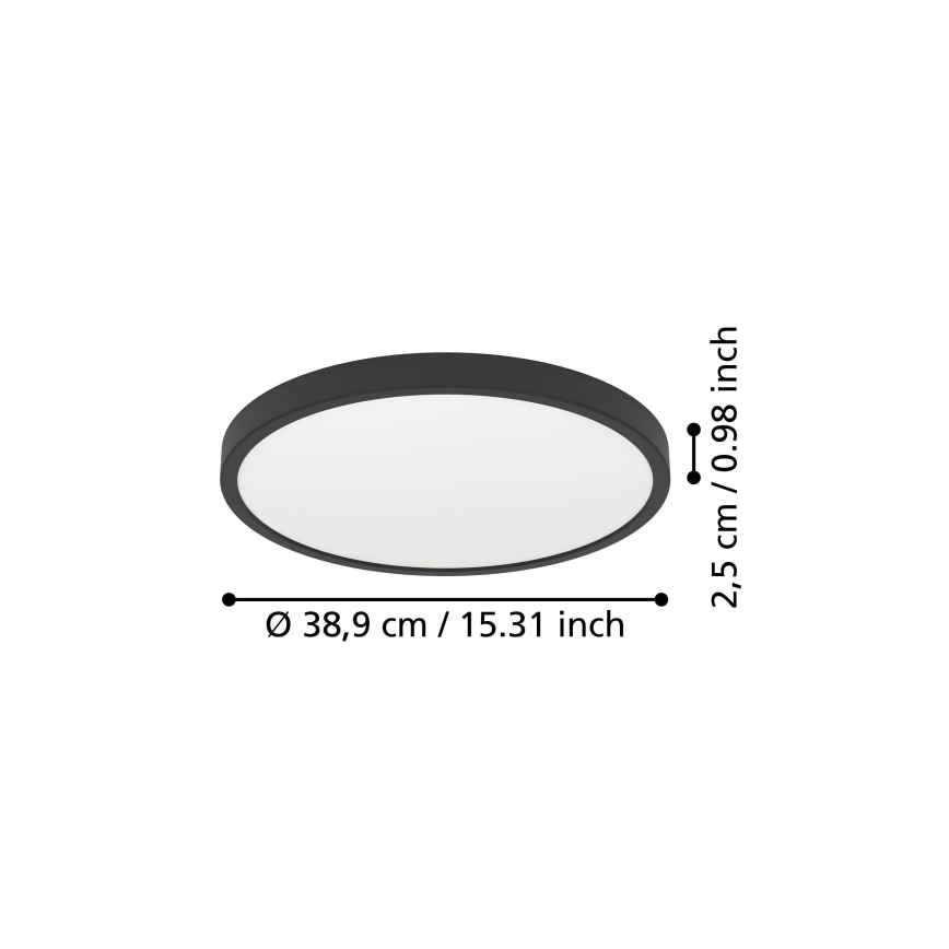 Eglo - Plafoniera LED/17W/230V 2700/4000/6500K Ø 38,9 cm nera