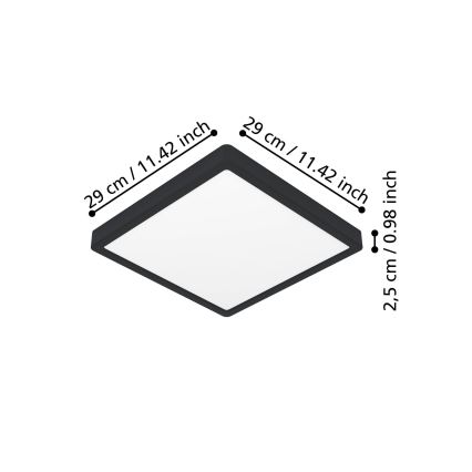 Eglo - Plafonnier LED/13W/230V 2700/4000/6500K 29x29cm noir