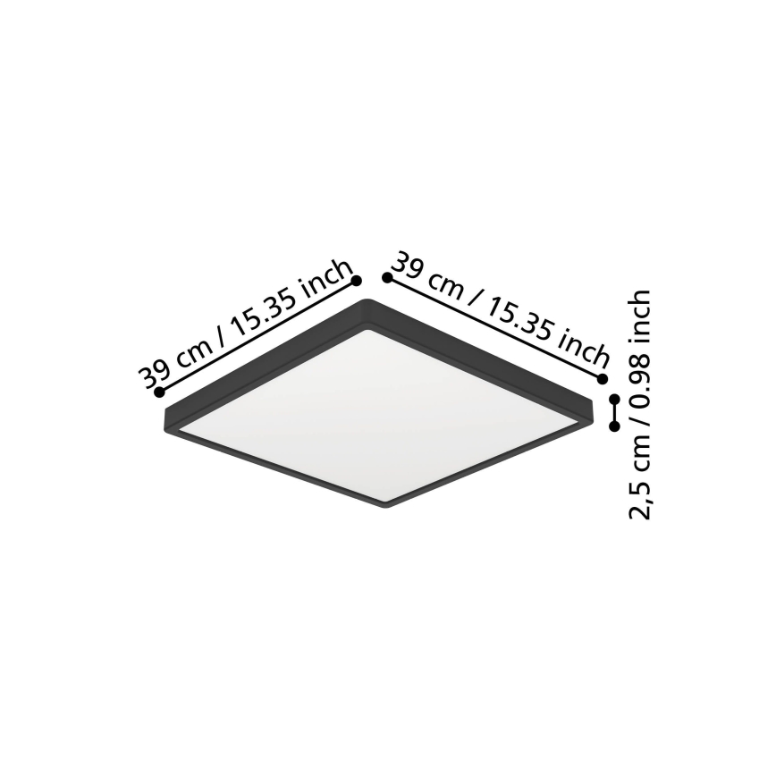 Eglo - LED-Deckenleuchte LED/17,5W/230V 2700/4000/6500K 39x39 cm schwarz