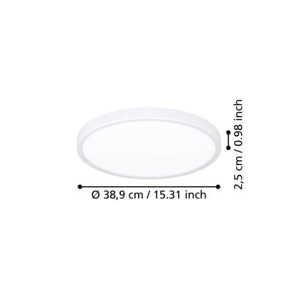 Eglo - Plafonnier LED 17W/230V 2700/4000/6500K Ø 38,9 cm blanc