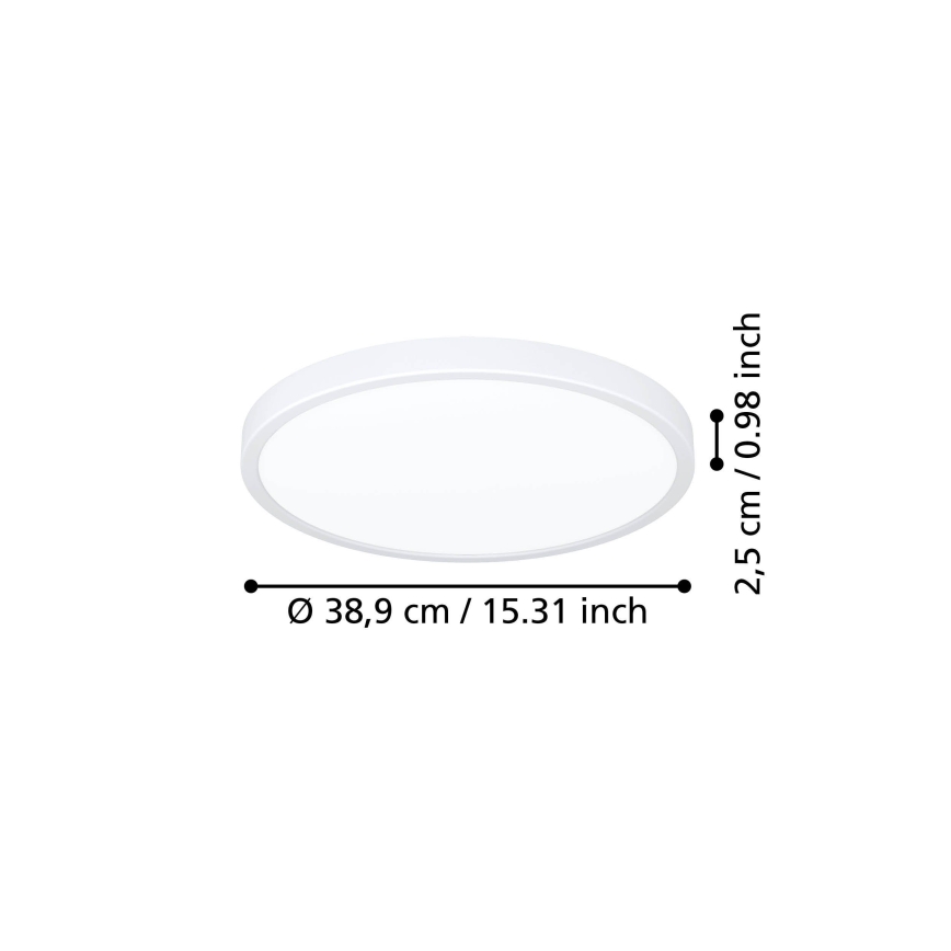 Eglo - Plafonnier LED 17W/230V 2700/4000/6500K Ø 38,9 cm blanc