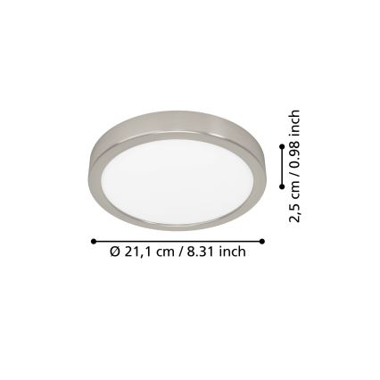 Eglo - Plafoniera a LED 11,5W/230V 2700/4000/6500K Ø 21,1 cm cromo opaco