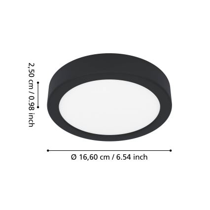 Eglo - LED-Deckenleuchte für Badezimmer, LED/7,5 W/230 V, Ø 16,6 cm, IP44, schwarz