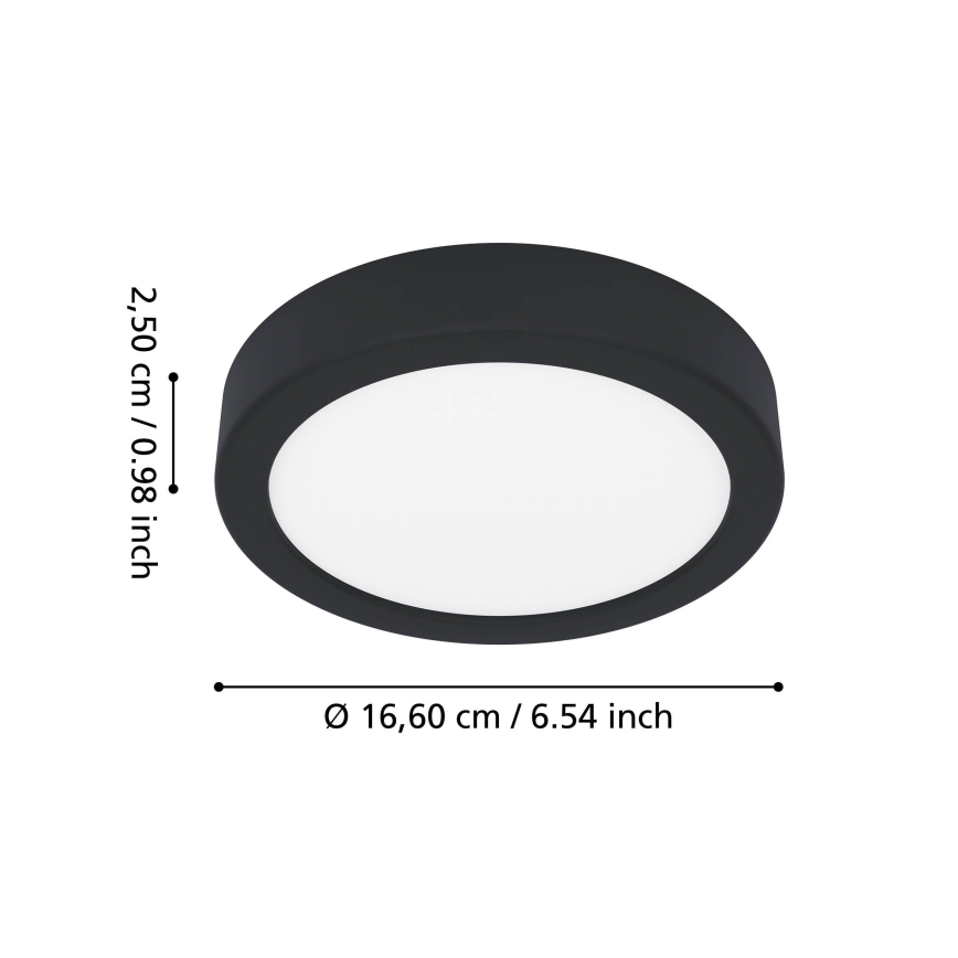 Eglo - LED-Deckenleuchte für Badezimmer, LED/7,5 W/230 V, Ø 16,6 cm, IP44, schwarz