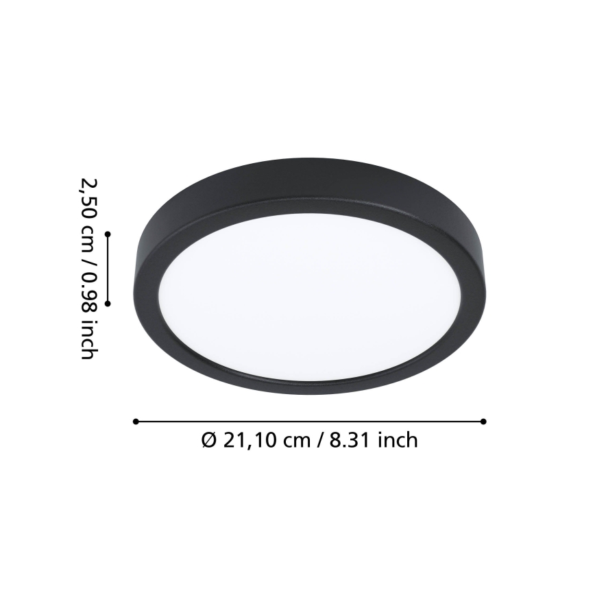 Eglo - Plafonnier LED pour salle de bains LED/11,5W/230V 2700/4000/6500K Ø 21,1 cm IP44 noir